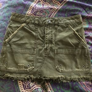 Free People Army Green Mini Skirt